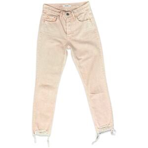 GRLFRND Karolina High-Rise Skinny Jeans Lucid Dreams Baby Pink size 23 Raw Hem